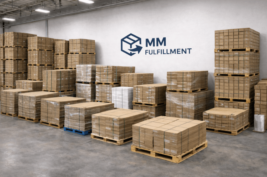 Lager mit Paletten und Paketen